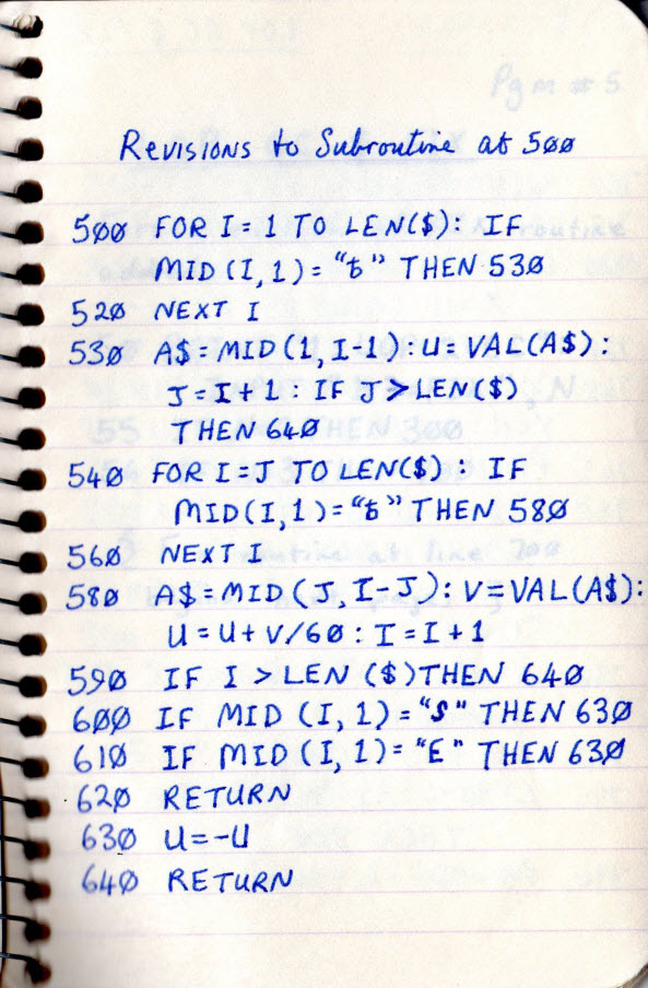 Revisions to Subroutine at Line 500