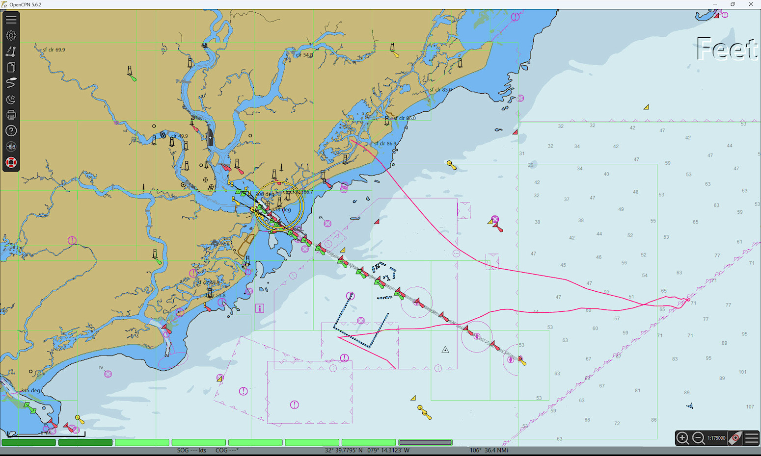 Balloon track plotted on nautical chart