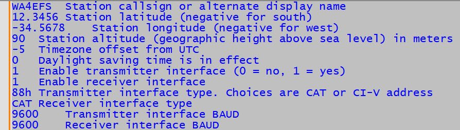 Example Station Parameters