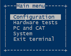 Firmware Serial Interface Main Menu