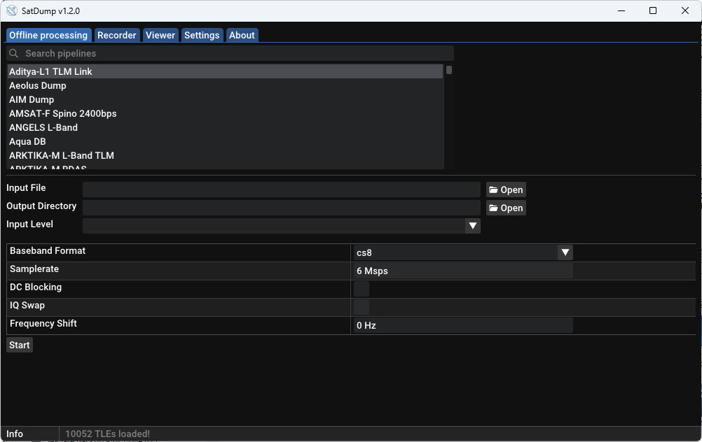 SatDump V1.2.0 (Windows desktop interface)