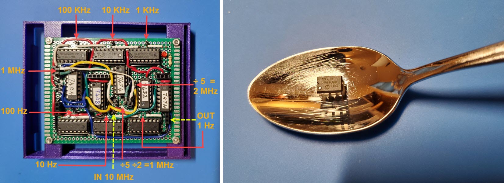 TTL divider (left) and MPU divider (right)