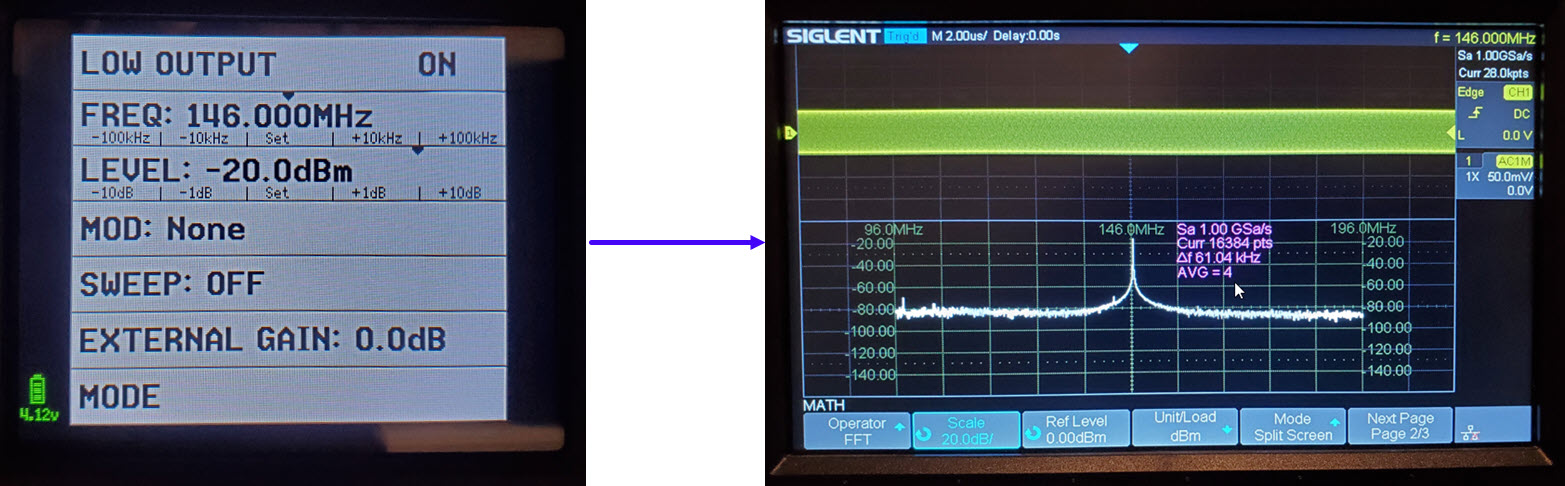 tinySA 146 MHz signal